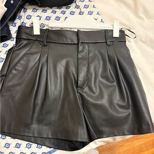 Zara Black Faux Leather Mini Shorts